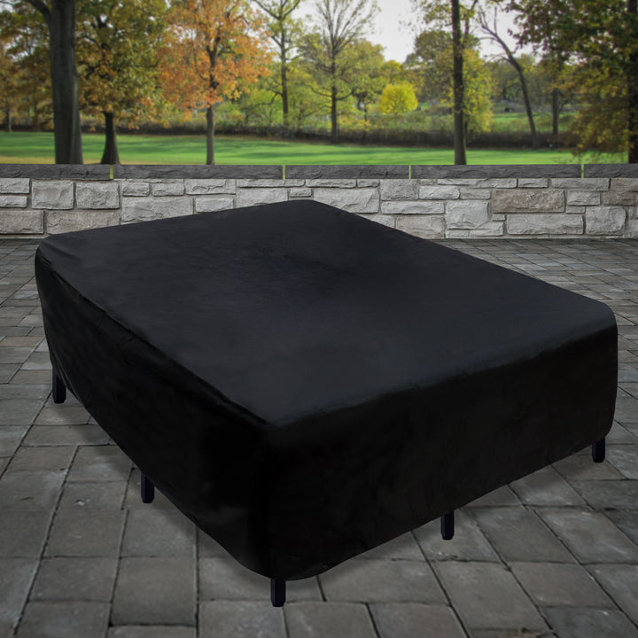 76" Patio Furniture Cover- Waterproof with Rope and Metal Buckles- Color: Black
