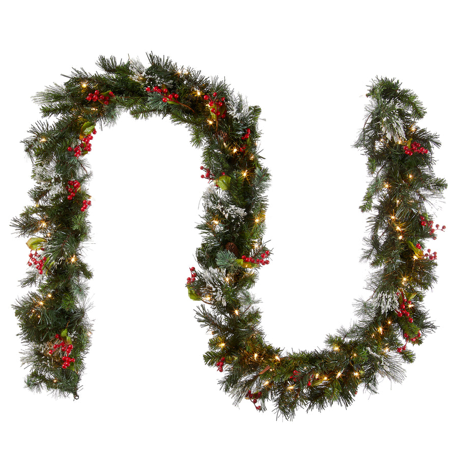 9 ft. Pre-Lit Wintry Pine Garland with Clear Lights, Plug-In - National Tree Company