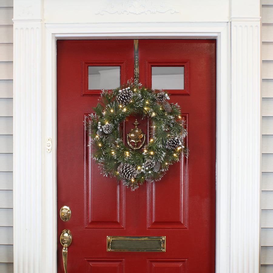 24 in. Pre-Lit Whitter Pine Wreath with LED Lights