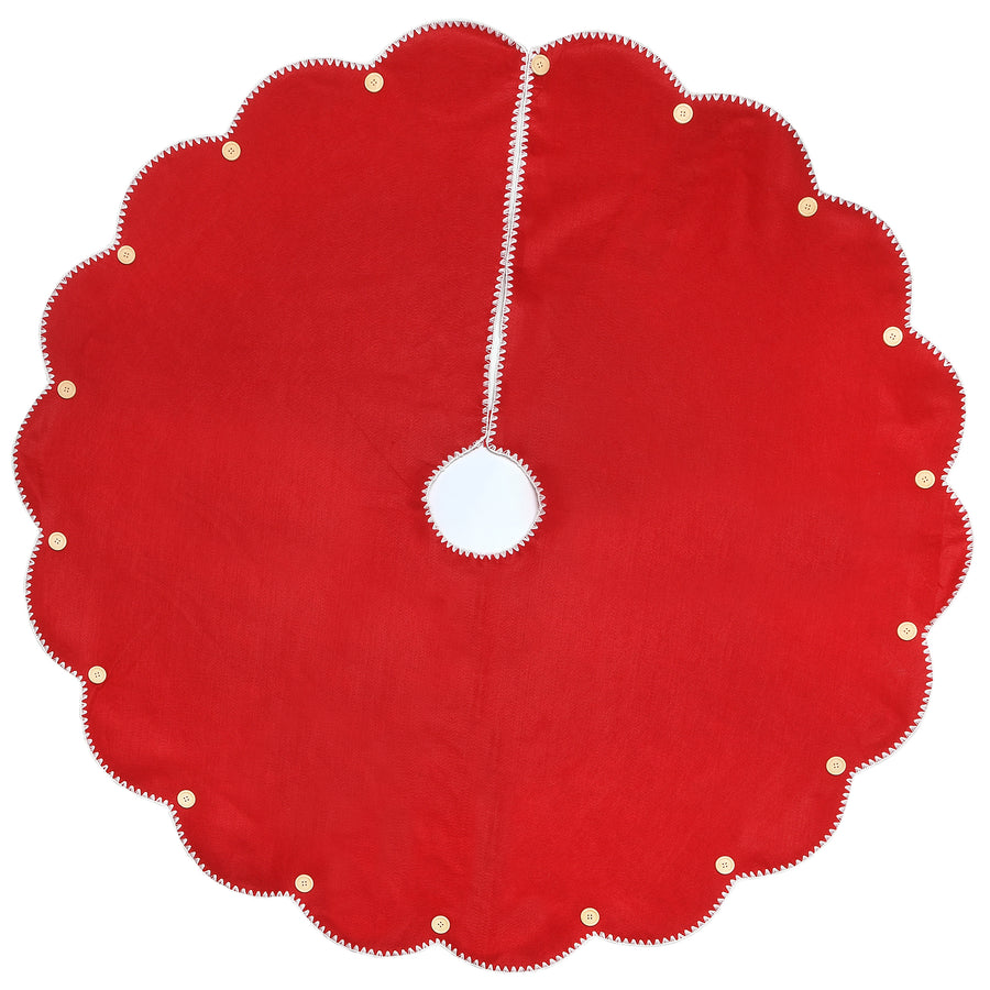 48 in. General Store Collection Scalloped Red Tree Skirt - National Tree Company