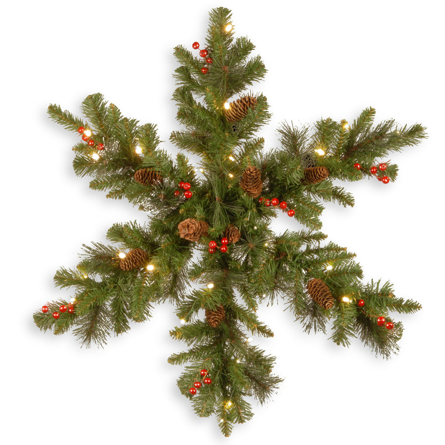 32 in. Pre-Lit Crestwood Spruce Snowflake with Warm White LED Lights - National Tree Company
