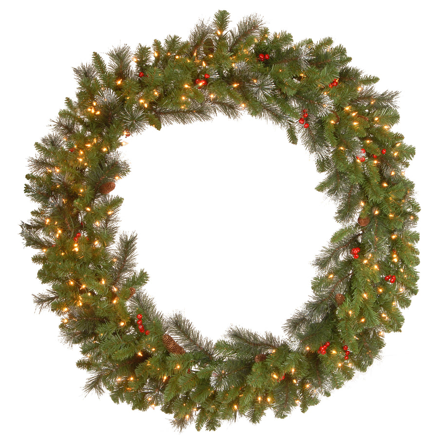 48 in. Pre-Lit Crestwood Spruce Wreath with Clear Lights - National Tree Company