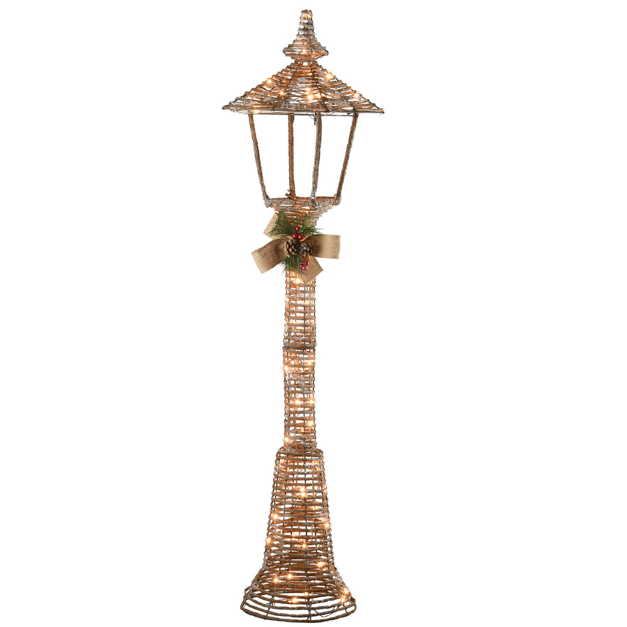 60 in. Champagne Vine Lamppost Decoration with Clear Lights - National Tree Company