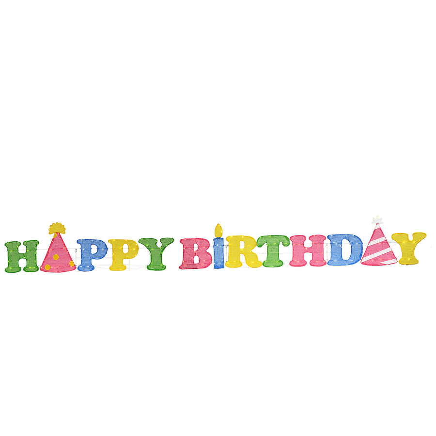 15 in. Pre-Lit Happy Birthday Outdoor Decoration with LED Lights - National Tree Company