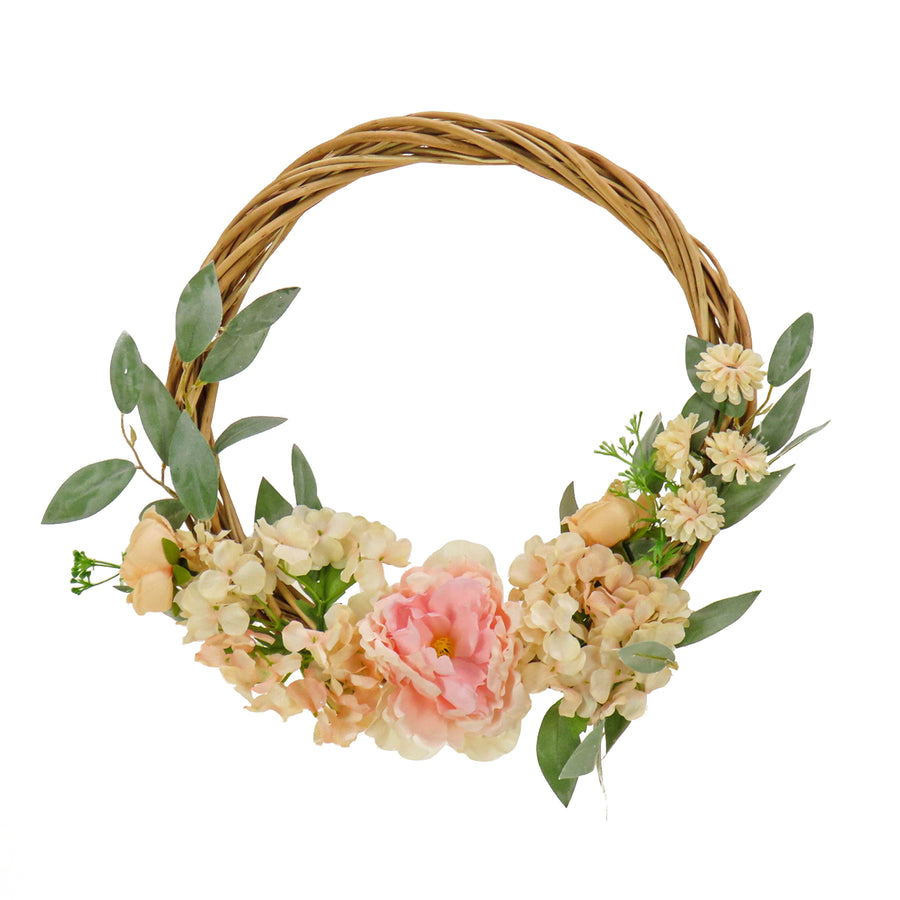 19 in. Spring Hoop Wreath with Wild Rose and Peony Flowers - National Tree Company