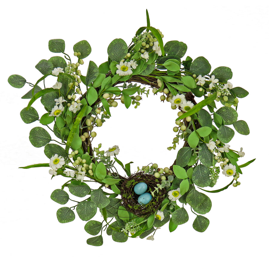 20 in. Easter Wreath Decorated with Spring Blooms and Pastel Eggs - National Tree Company