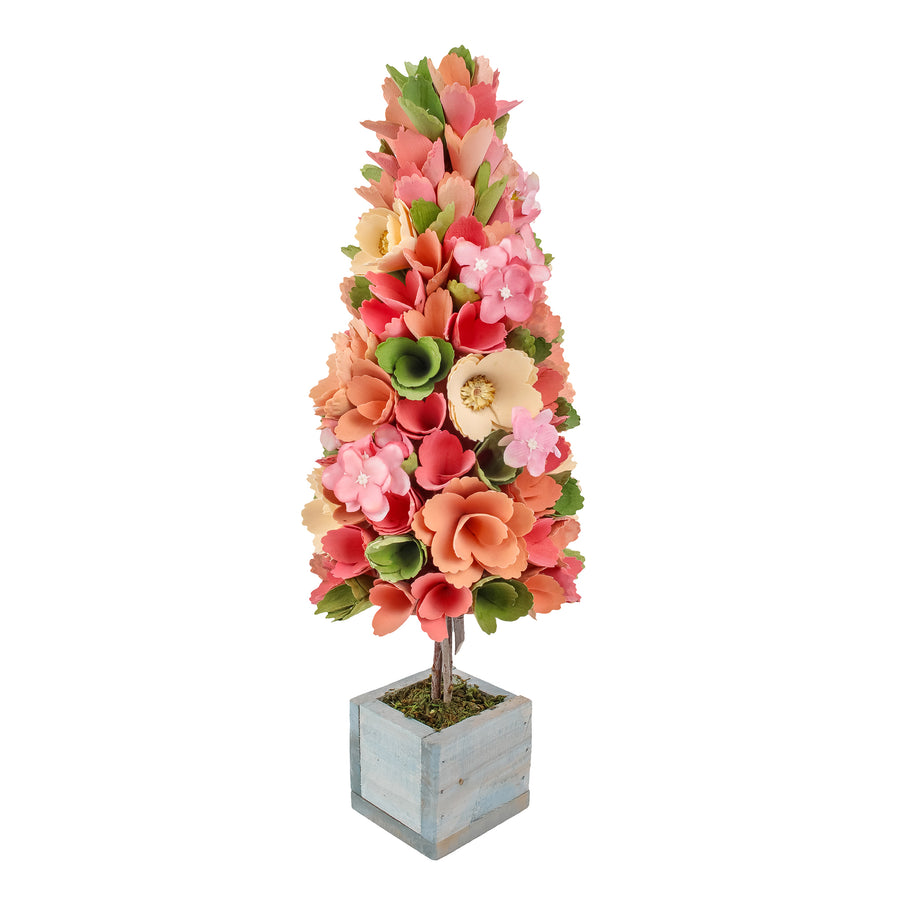 19 in. Pastel Colors Spring Floral Cone Tree - National Tree Company