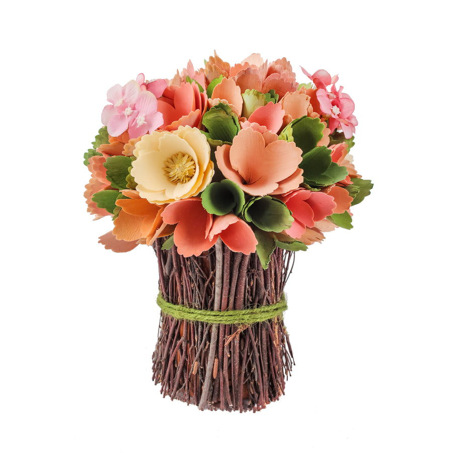 9 in. Spring Colorful Pink Floral Bouquet - National Tree Company
