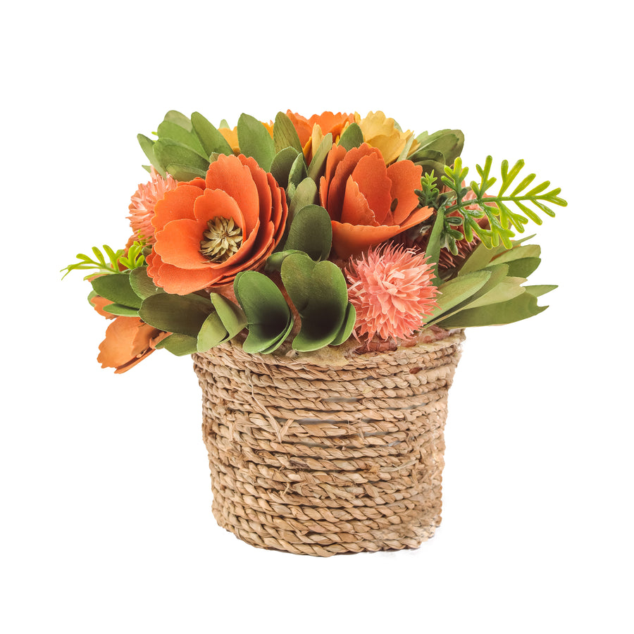 8 in. Handcrafted Pastel Florals in Rope Basket - National Tree Company