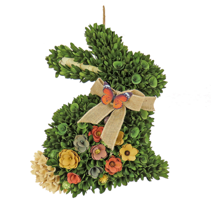22 in. Easter Bunny Hanging Silhouette Decorated with Colorful Flower Blooms - National Tree Company