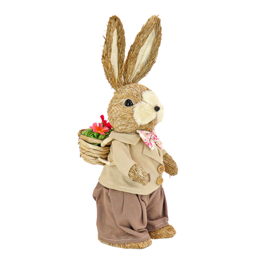 14 in. Dapper Dressed Male Bunny with Floral Bowtie Table Decoration - National Tree Company