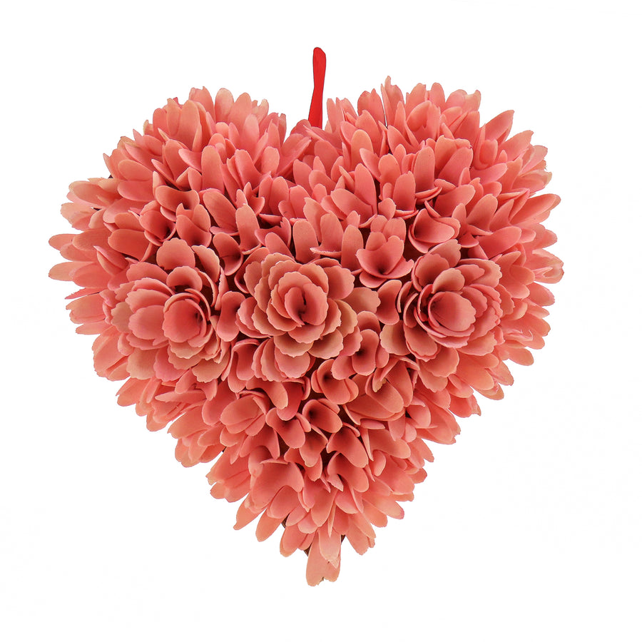Artificial Valentine's Heart, Decorated with Pink Roses, Valentine's Day Collection, 11 Inches - National Tree Company