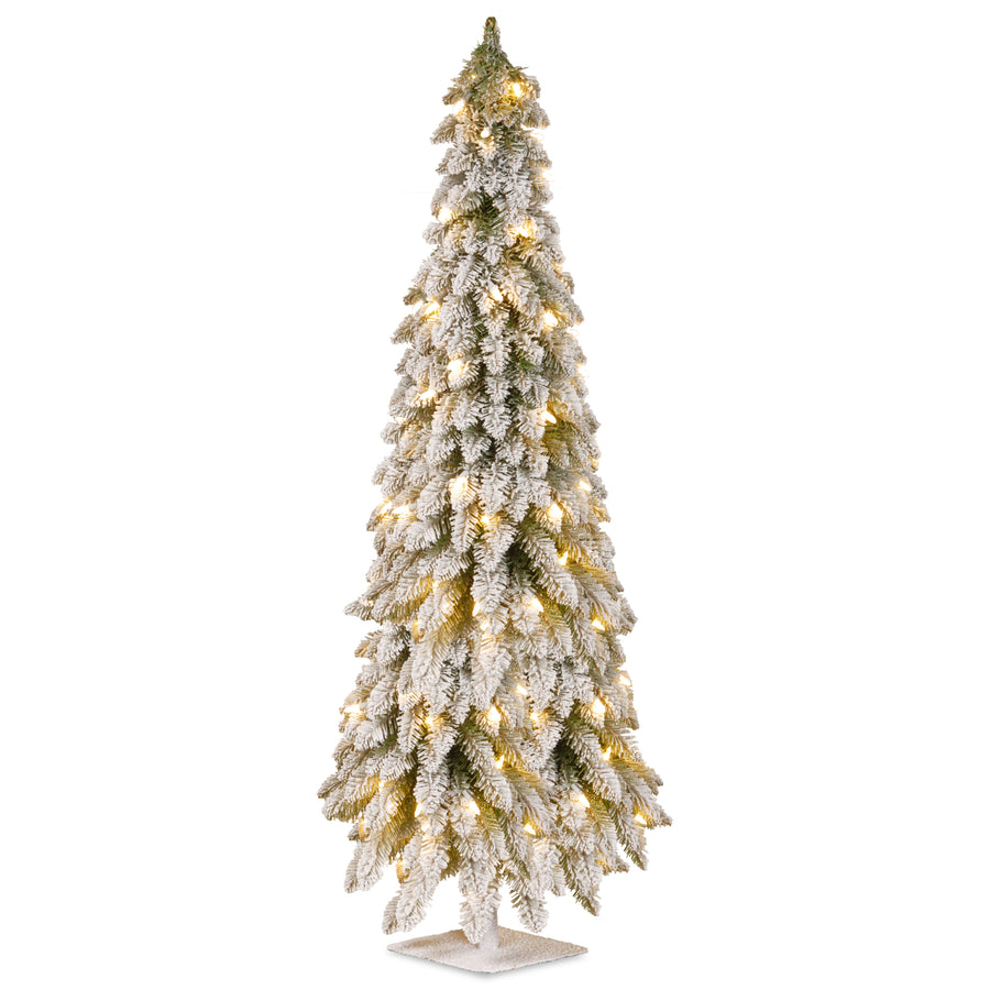 5 ft. Pre-Lit Snowy Downswept Forest Slim Tree with Clear Lights - National Tree Company