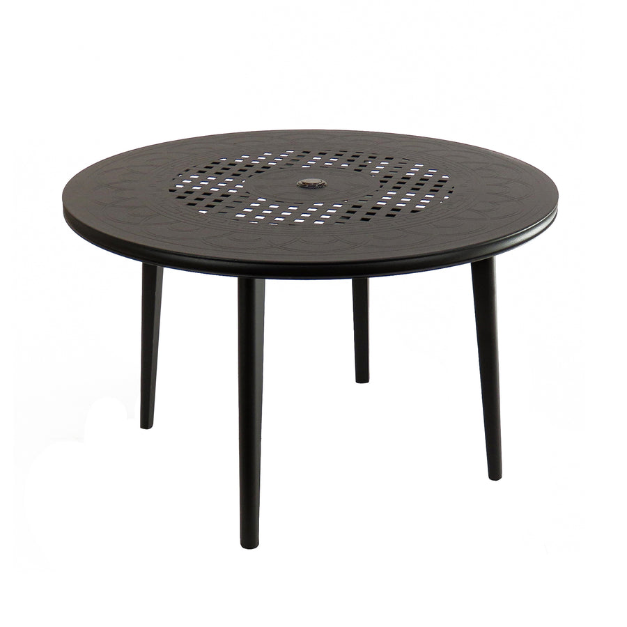 48 in. All Weather Round Dining Table, Black Finish, Cast Aluminum, Darby Collection - National Tree Company