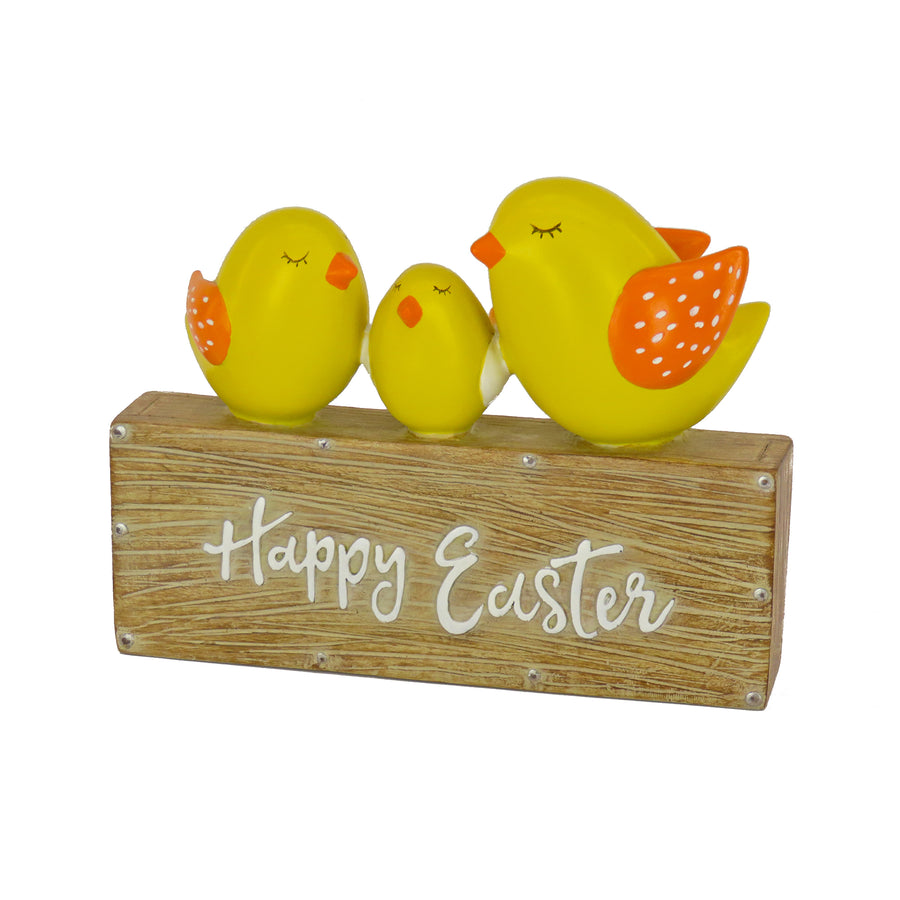 6 in. Happy Easter Table Decoration Decorated with 3 Chicks - National Tree Company