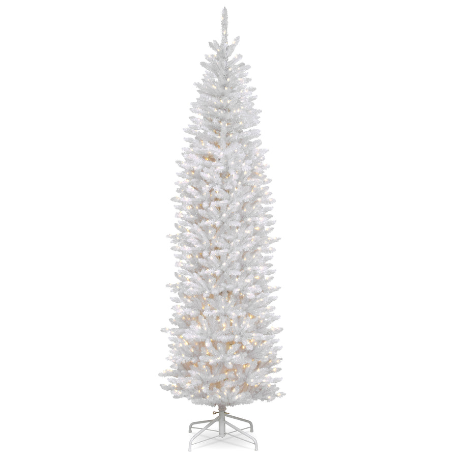 9 ft. Pre-Lit Kingswood Fir White Pencil Tree with Clear Lights - National Tree Company