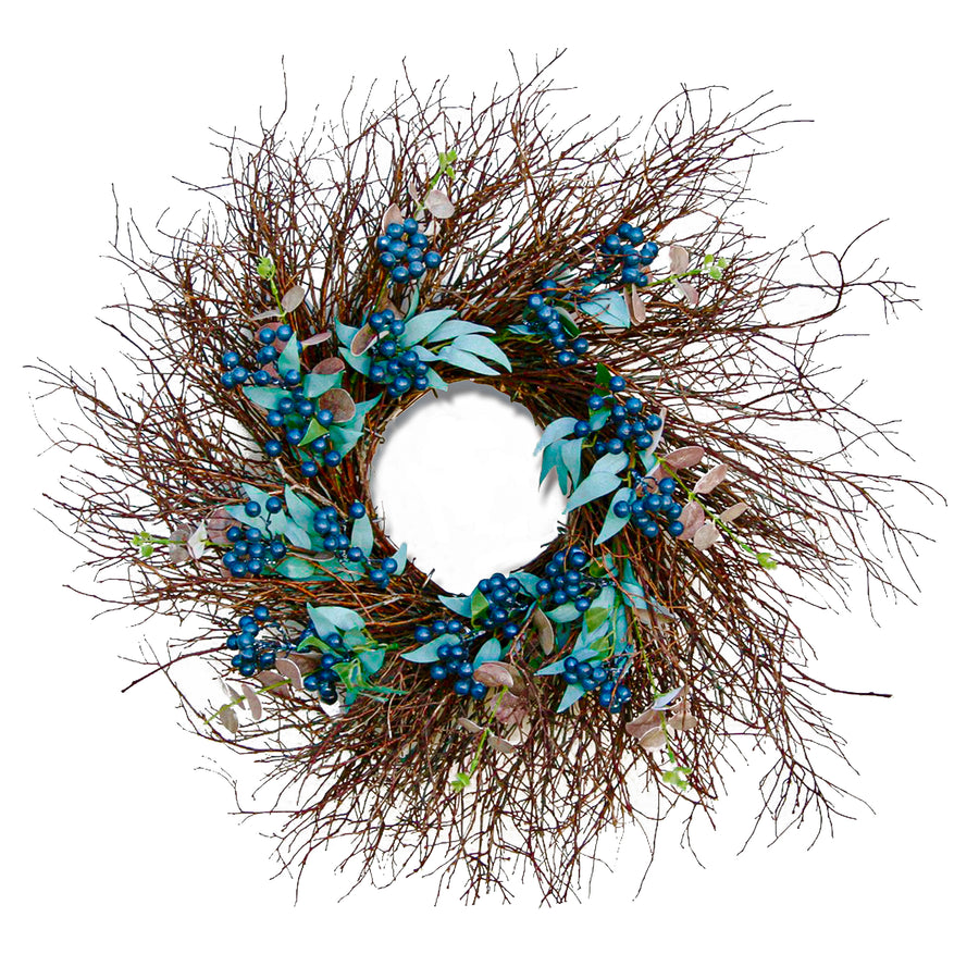 24 in. Spring Blueberry Twig Wreath - National Tree Company