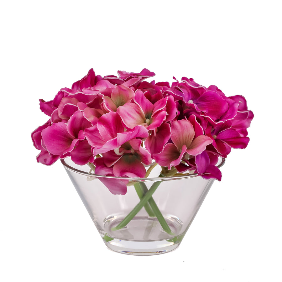 8 in. Spring Dark Purple Hydrangea Bouquet in Glass Vase - National Tree Company