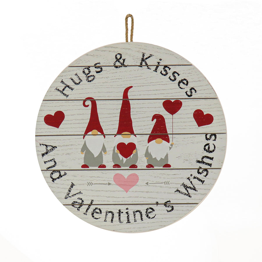 Valentine's Gnomes Hanging Wall Decoration, White, Valentine's Day Collection, 12 Inches - National Tree Company