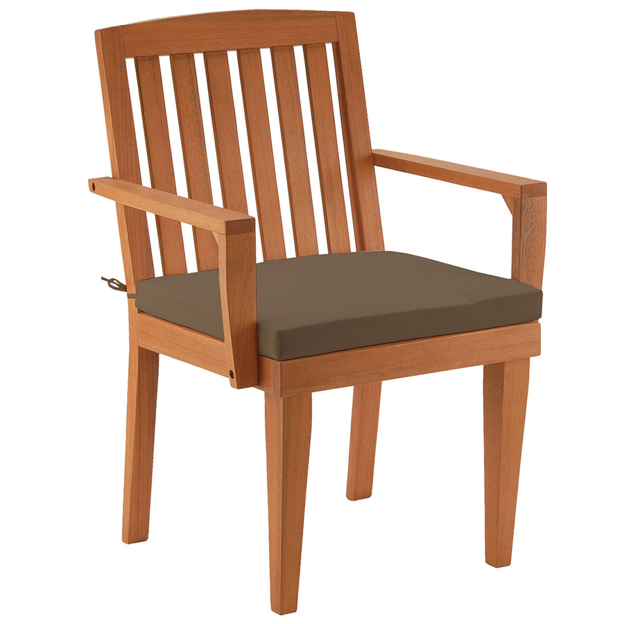 24x26x37 in. Eucalyptus Grandis Wood Dining Armchair, Natural Color with Chocolate Cushion and Polyester Pad - National Tree Company