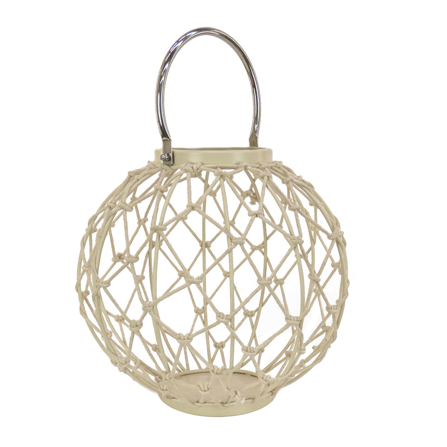 12 in. Modern Design and Finish Bleached Sand Outdoor Lantern Candleholder - National Tree Company