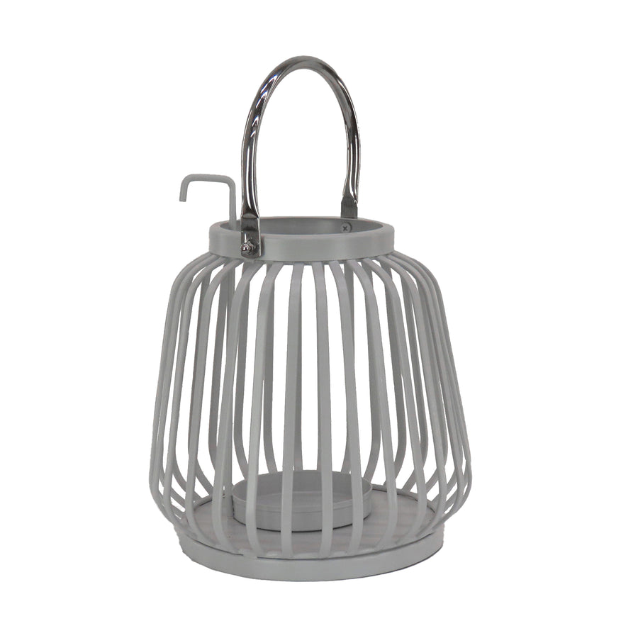 11 in. Modern Design and Finish Glacier Gray Outdoor Lantern Candleholder - National Tree Company