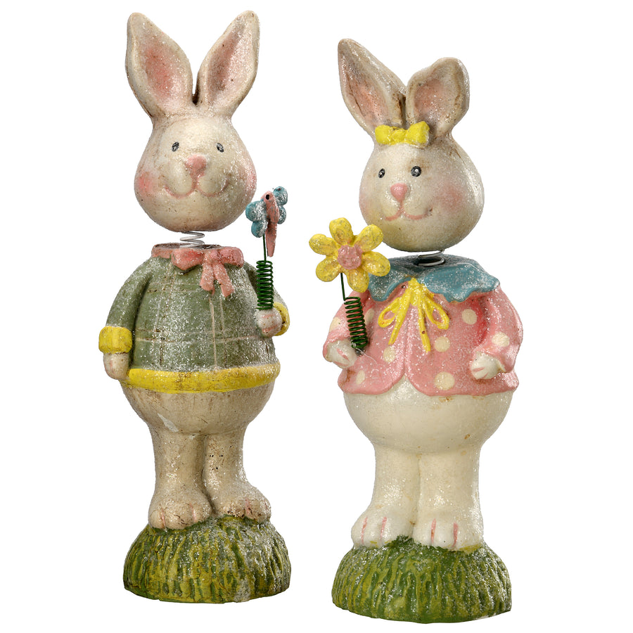 8 in. Easter Mr. & Mrs. Rabbit Couple Table Decoration - National Tree Company