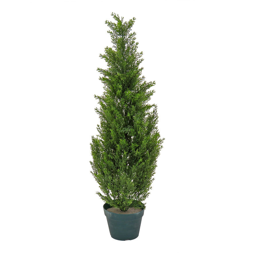 38 in. Cedar Topiary Tree in Dark Green Round Growers Pot - National Tree Company
