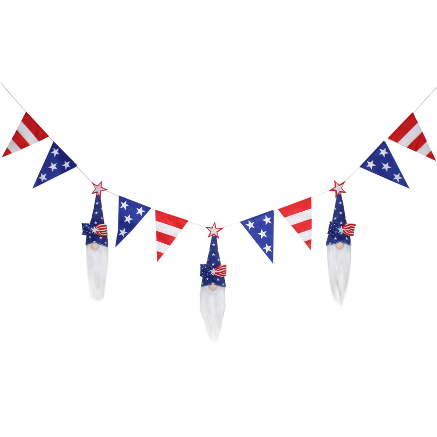 6 ft. Patriotic Flags and Blue Gnomes Garland - National Tree Company