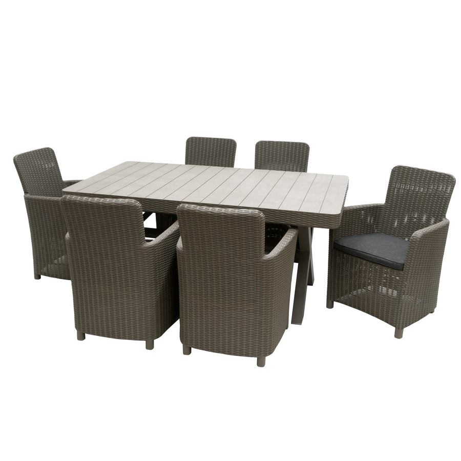 7-Piece Antrim Collection All-Weather Wicker Finish Dining Set - National Tree Company
