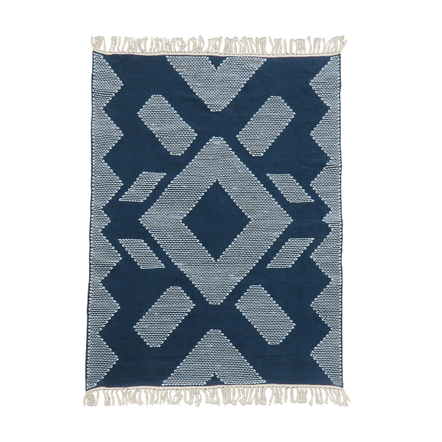 4x6 ft. Indigo Blue Hand Woven Outdoor Rug - National Tree Company