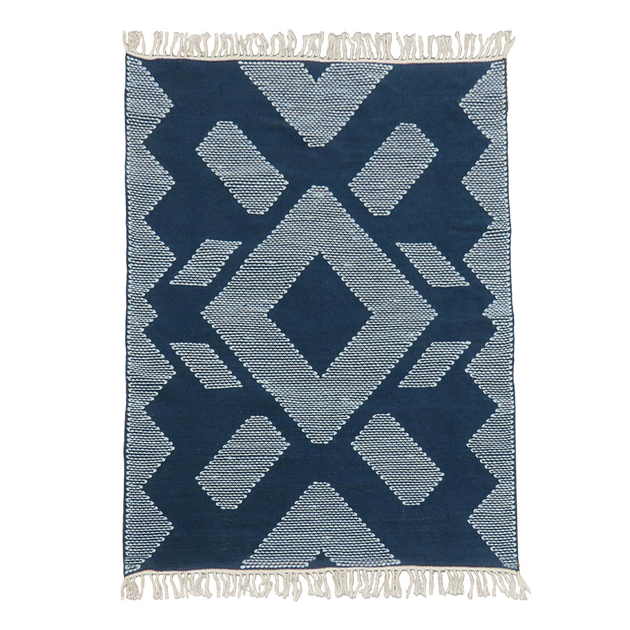 5x7 ft. Indigo Blue Hand Woven Outdoor Rug - National Tree Company