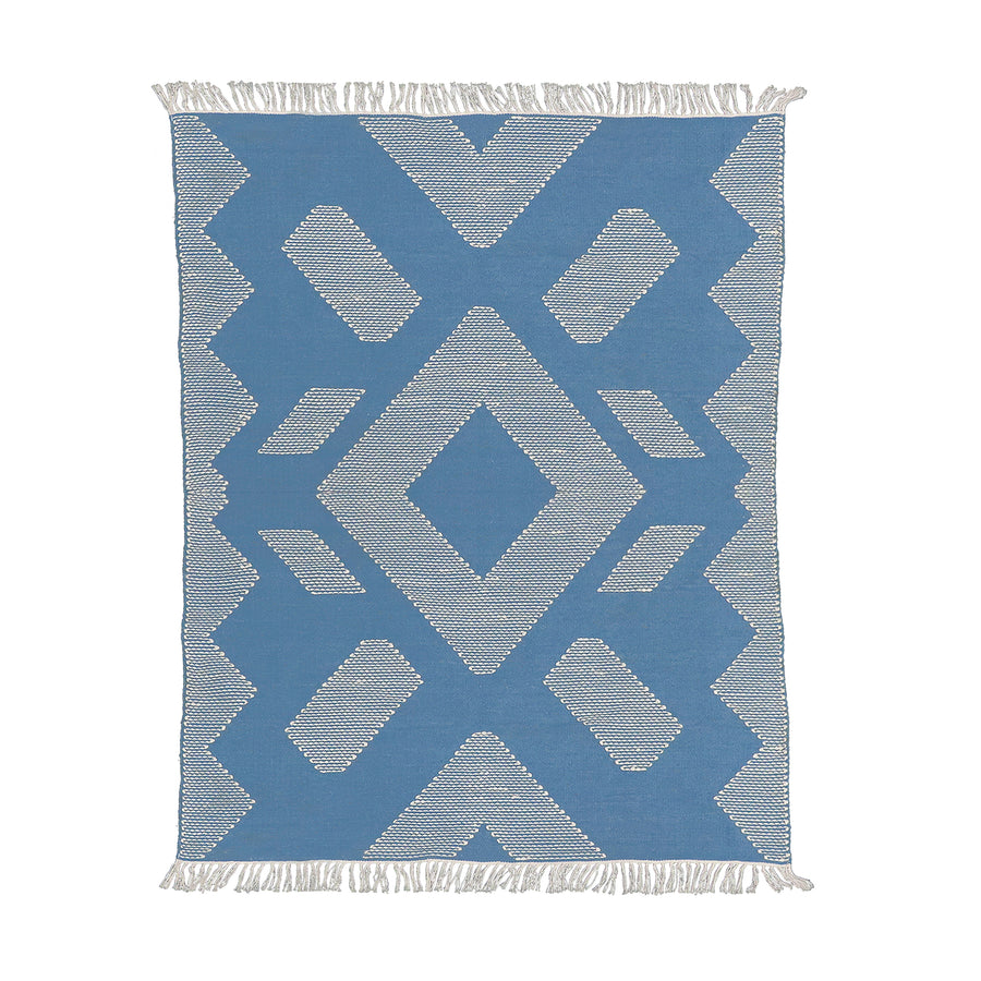 5x7 ft. Dusty Blue Hand Woven Outdoor Rug - National Tree Company