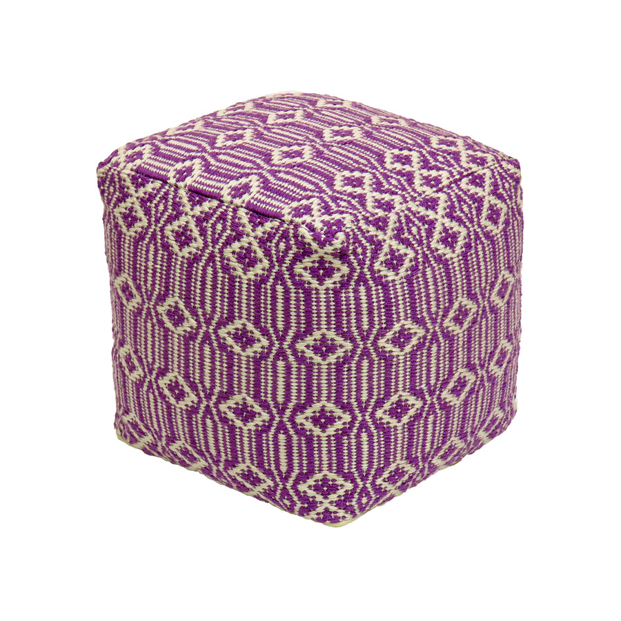16 in. Lavender Hand Woven Pouf Ottoman - National Tree Company