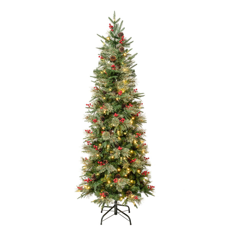 6 ft. Pre-Lit Virginia Pine Mixed Slim Tree with Warm White LED Lights - National Tree Company