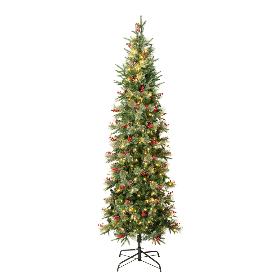 7.5 ft. Pre-Lit Virginia Pine Mixed Slim Tree with Warm White LED Lights - National Tree Company