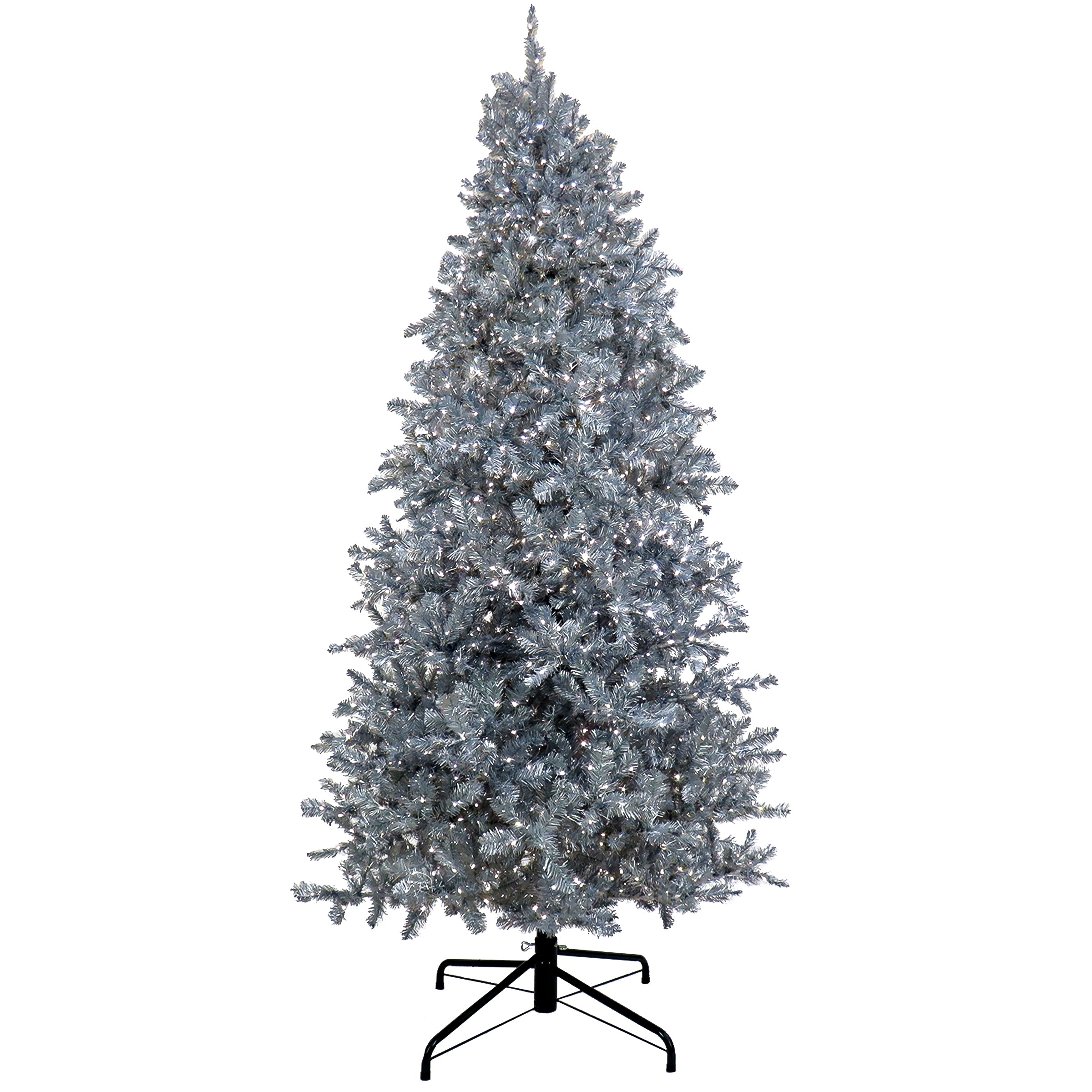 Pre-Lit Artificial Silver Christmas Tree, with Cool White LED Lights, –  National Tree Company