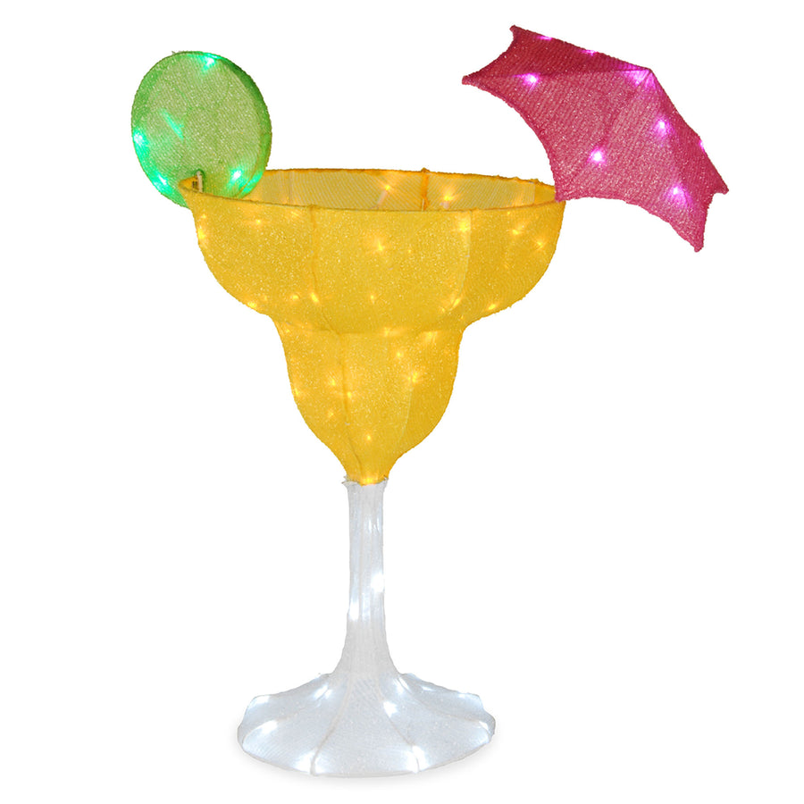 Pre-Lit Margarita Glass Outdoor Decoration, LED Lights, Plug In, Spring Collection, 36 Inches - National Tree Company