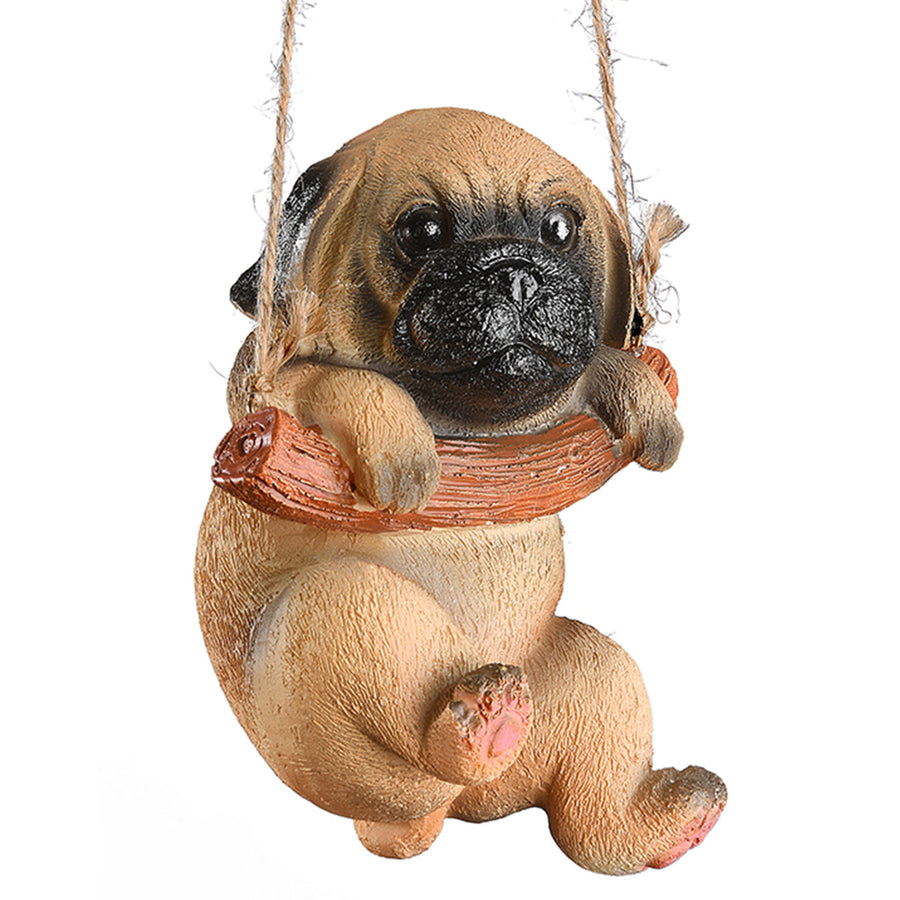 5 in. Spring Hanging Wall Decoratio with Pug Puppy on Wooden Branch - National Tree Company