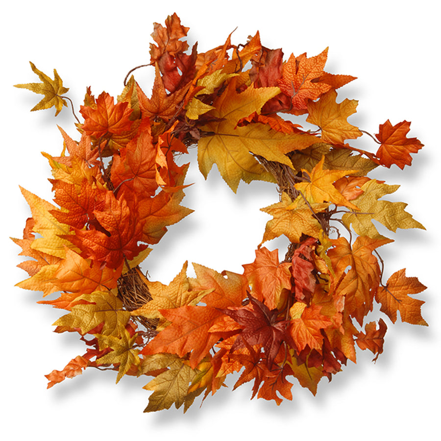 24 in. Fall Wreath with Maple Leaves - National Tree Company