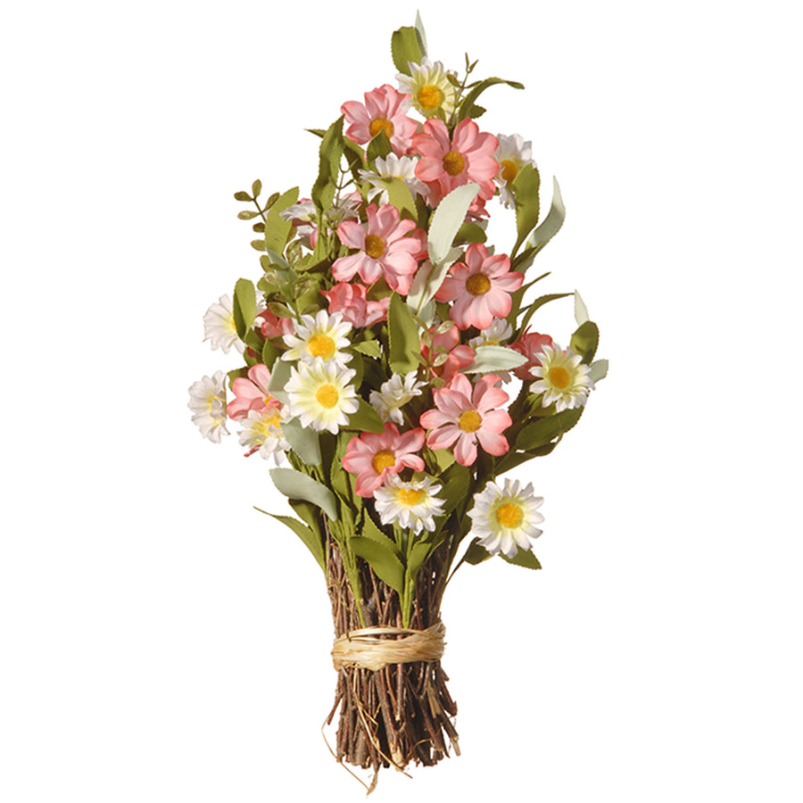 16 in. Spring Bouquet with Pink and White Daisy Flowers - National Tree Company