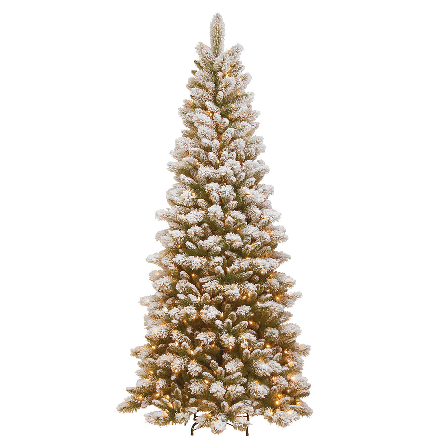 7.5 ft. Pre-Lit Snowy Westwood Pine Slim Tree with Clear Lights - National Tree Company