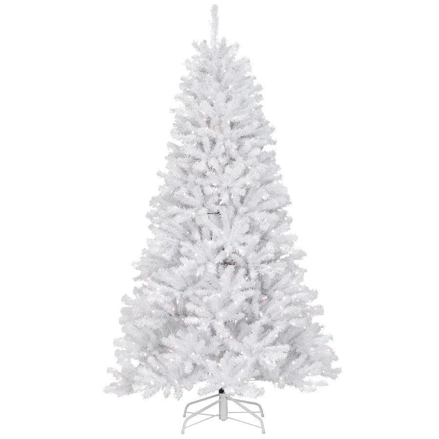 7.5 ft. Pre-Lit North Valley Spruce White Tree with Clear Lights - National Tree Company