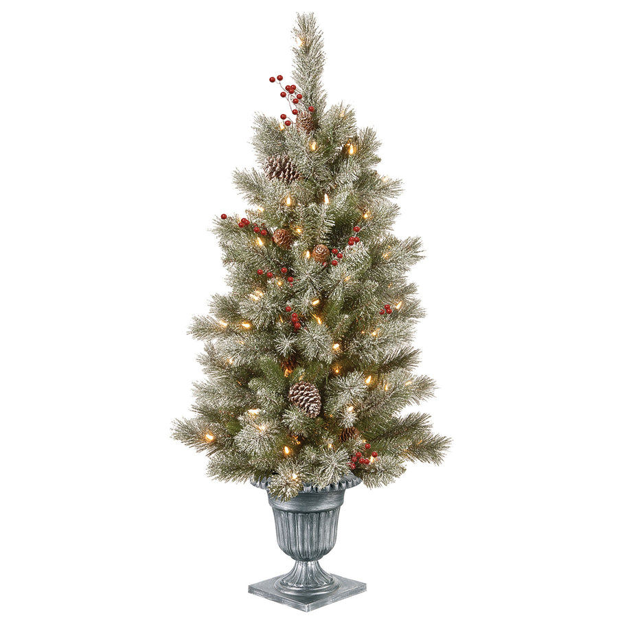4 ft. Pre-Lit Snowy Bristle Berry Tree with Clear Lights - National Tree Company