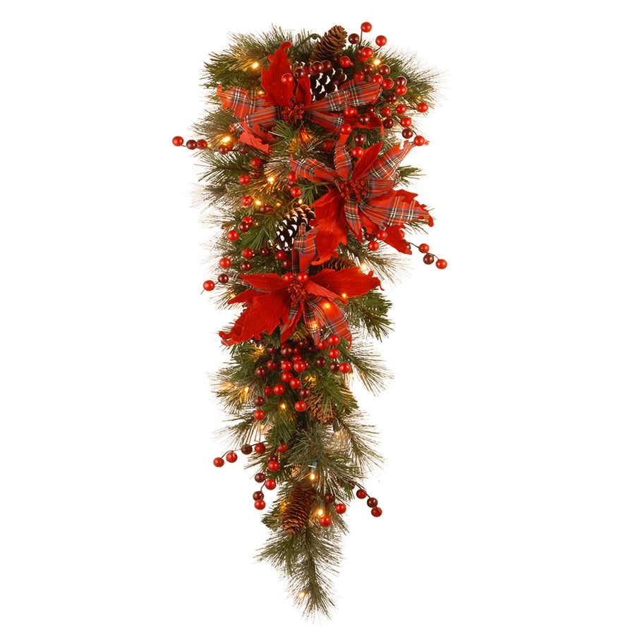 36 in. Pre-Lit Tartan Plaid Teardrop with Warm White LED Lights - National Tree Company