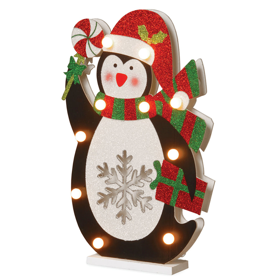 17 in. Pre-Lit Wooden Penguin - National Tree Company