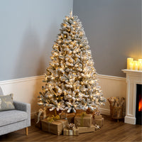 7.5 ft Pre-Lit Flocked Acacia Tree with Clear Lights - National Tree Company