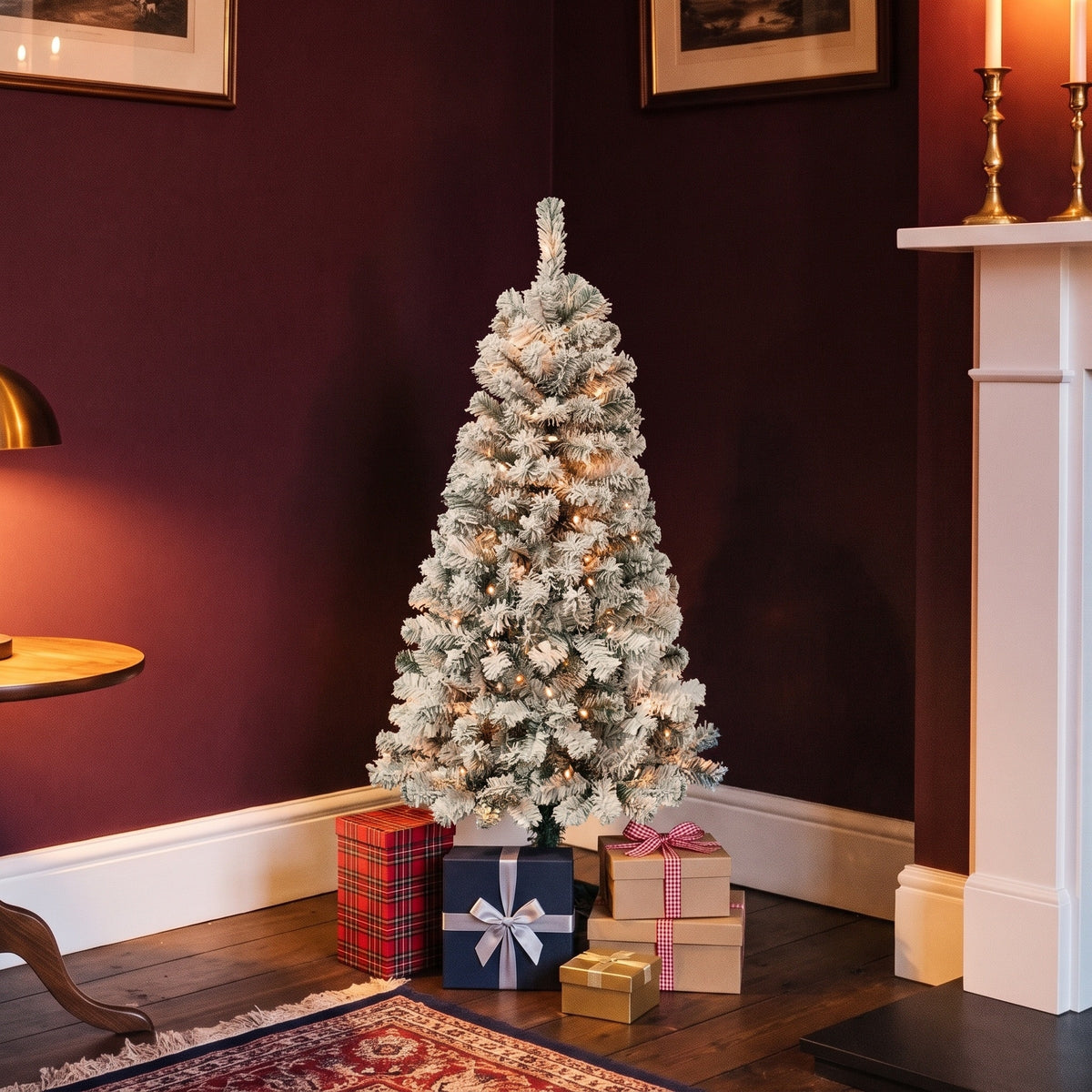 4.5 ft. Pre-Lit Acacia Flocked Tree with Clear Lights - National Tree Company