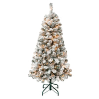 4.5 ft. Pre-Lit Acacia Flocked Tree with Clear Lights - National Tree Company