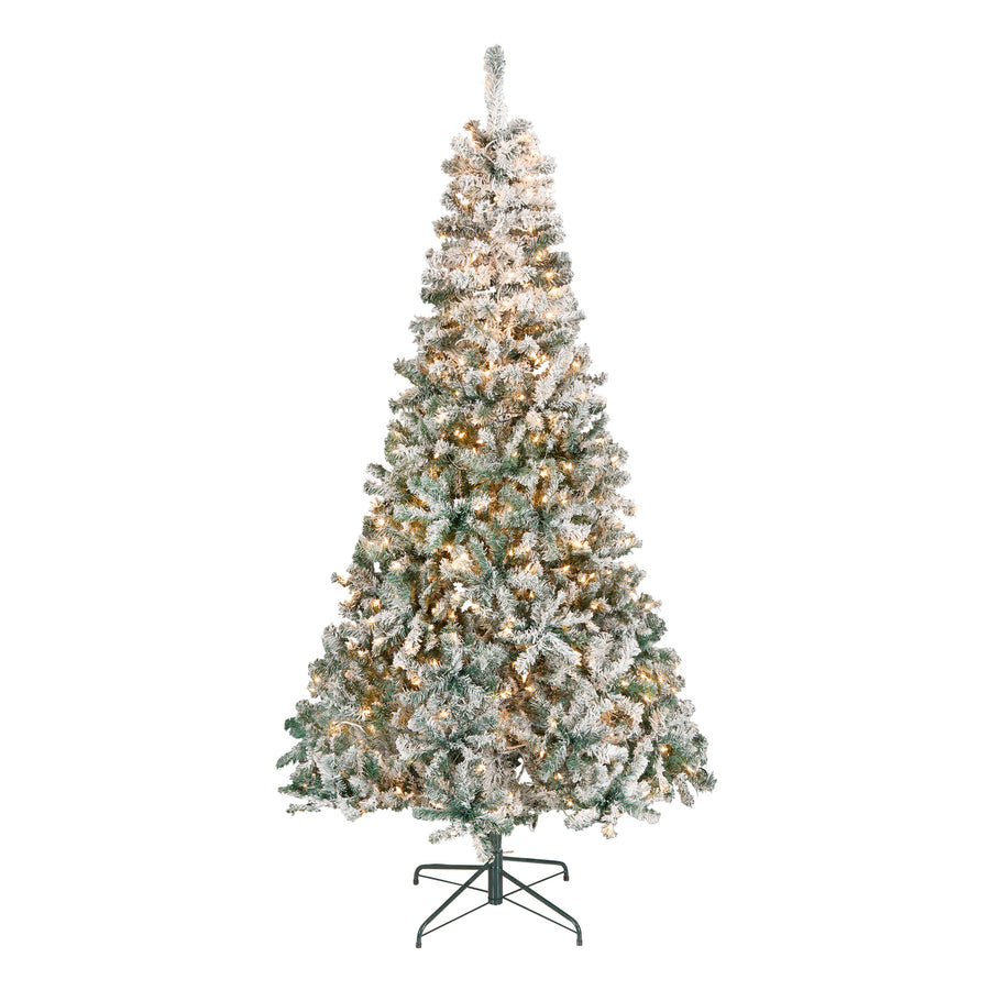 7.5 ft. Pre-Lit Acacia Flocked Tree with Clear Lights - National Tree Company
